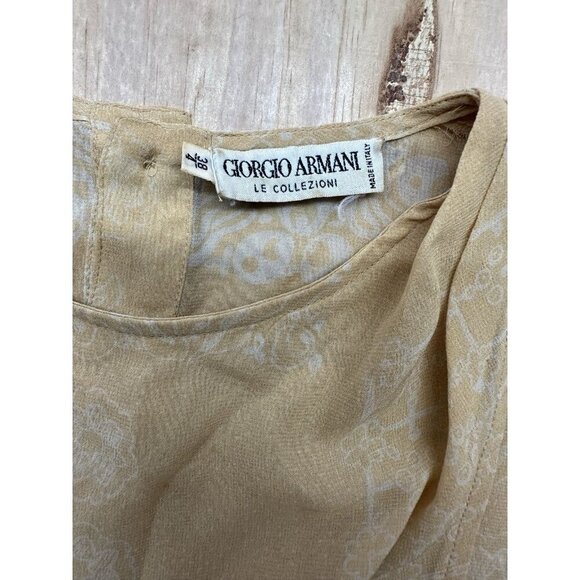 Vintage Giorgio Armani Blouse 1980s Italy Silk Sz 4 38 Buttery Yellow Short Slv - Picture 2 of 8